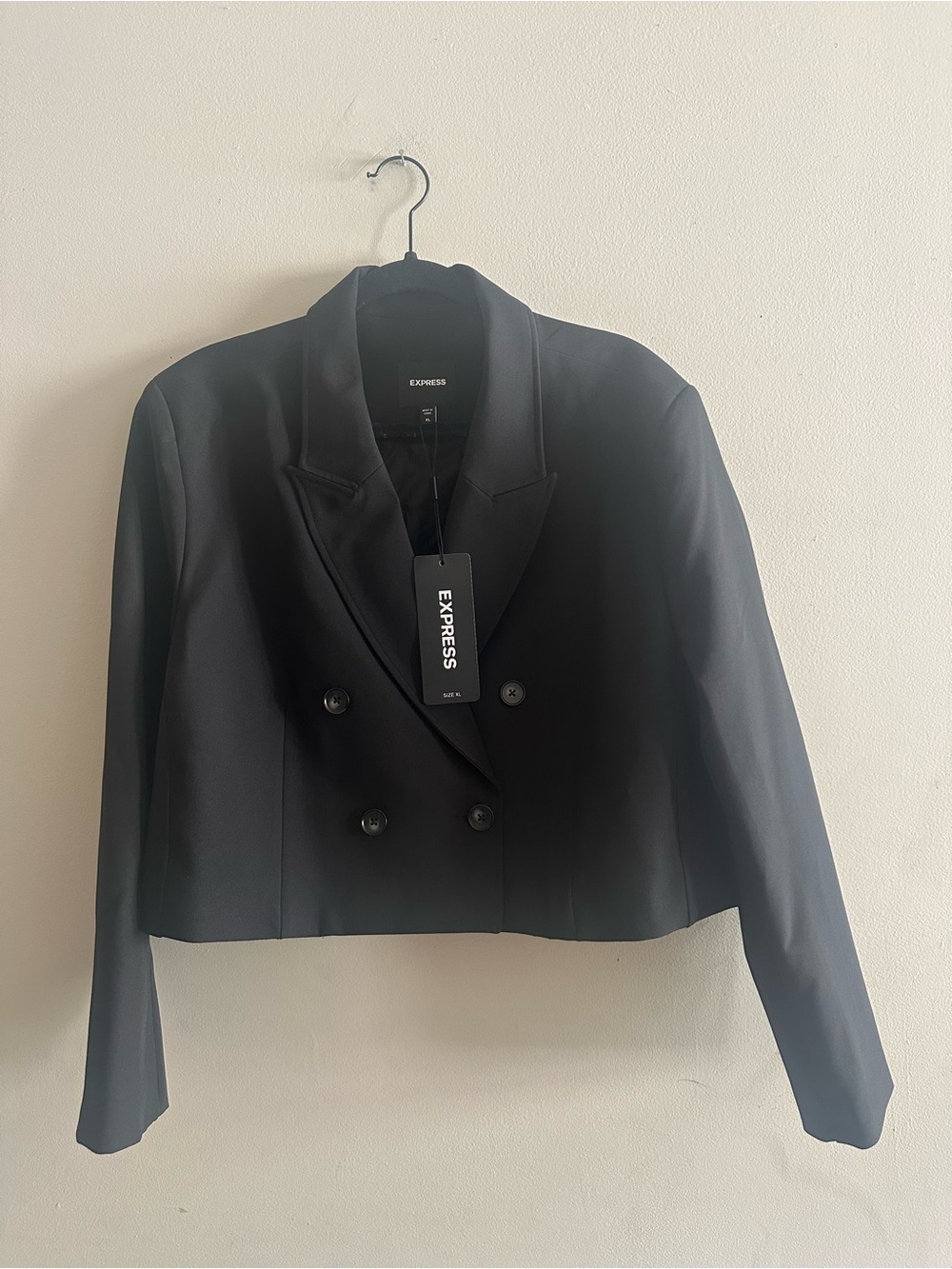 ✨Express Black Cropped Double-Breasted Blazer Jacket NWT Size XL